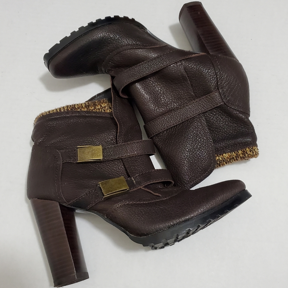 JESSICA BENNETT Jjury Knit Ankle Leather Boots